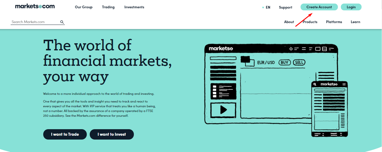 Markets.com Gjennomgang - Offisiell nettside