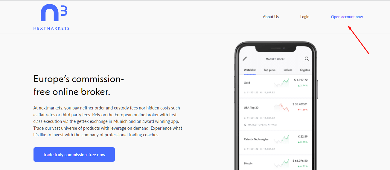 Nextmarkets Recensione - Iniziare la registrazione