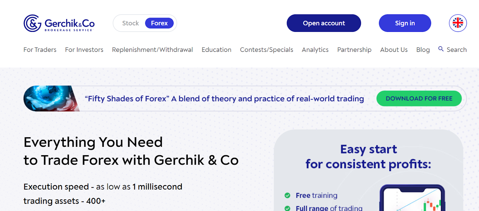 Visión general de la cuenta de usuario de Gerchik&Co' - Abrir una cuenta de usuario