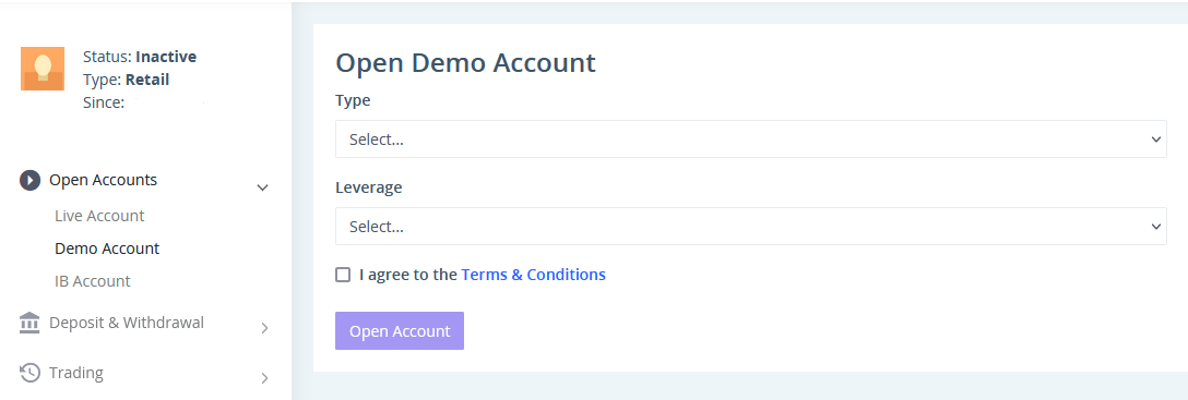 Overview of OX Securities’ User Account — Choose and register an account