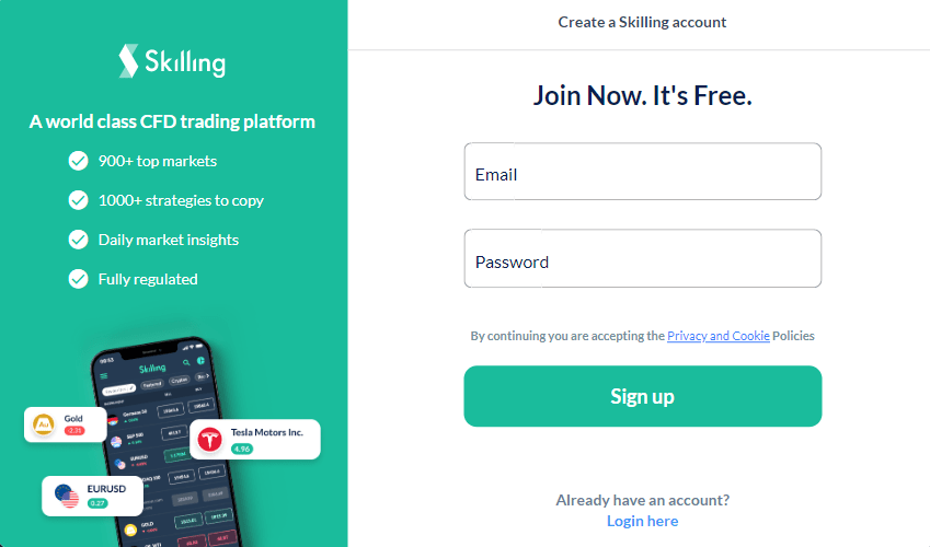 Overzicht van TradingMoon's gebruikersaccount - Registratie
