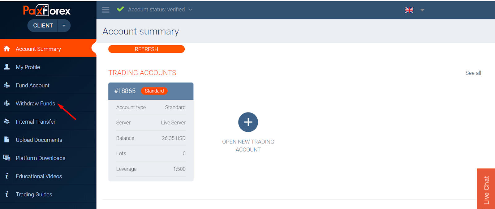 PaxForex Revisão - Gabinete do Cliente