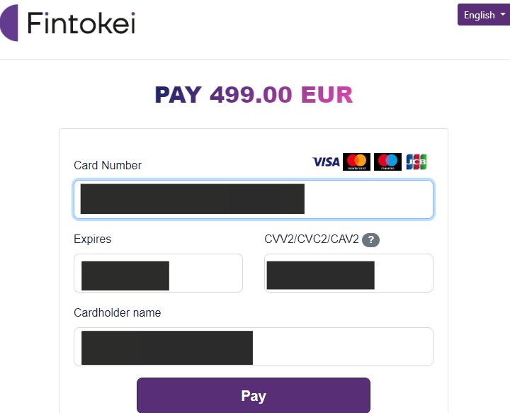 Přehled uživatelského účtu Fintokei'- Proveďte zálohu