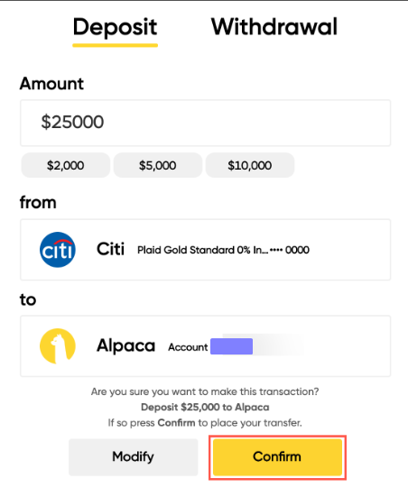 Recensione di Alpaca - Deposito e prelievo