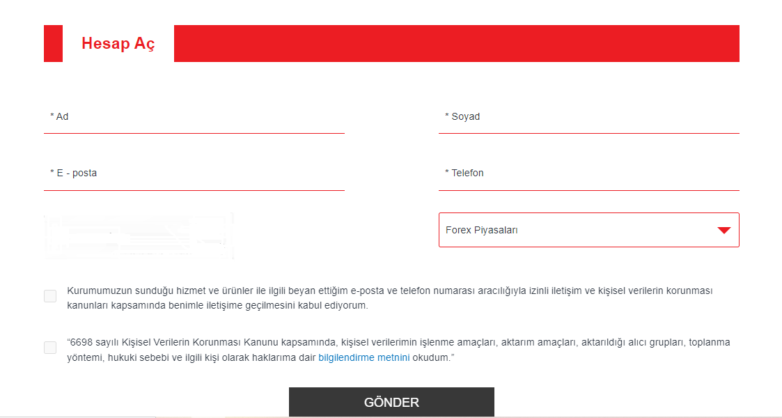 Review of Ak Yatırım’s User Account — Fill in the form to open the account