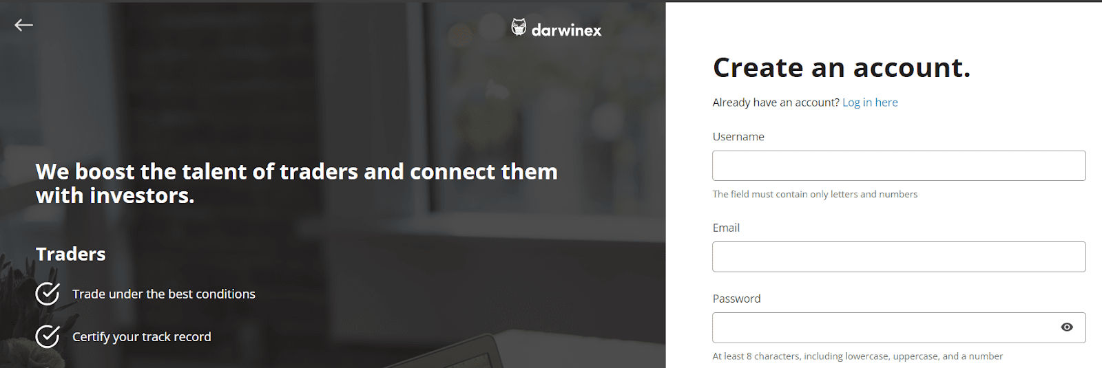 Review of Darwinex User Account — Start of registration