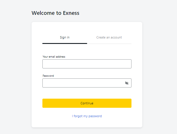 Review of Exness — Sign in to the user account