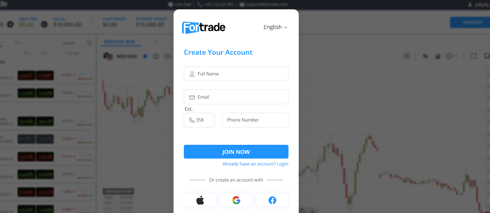 Review of Fortrade’s User Account — Fill in the registration form