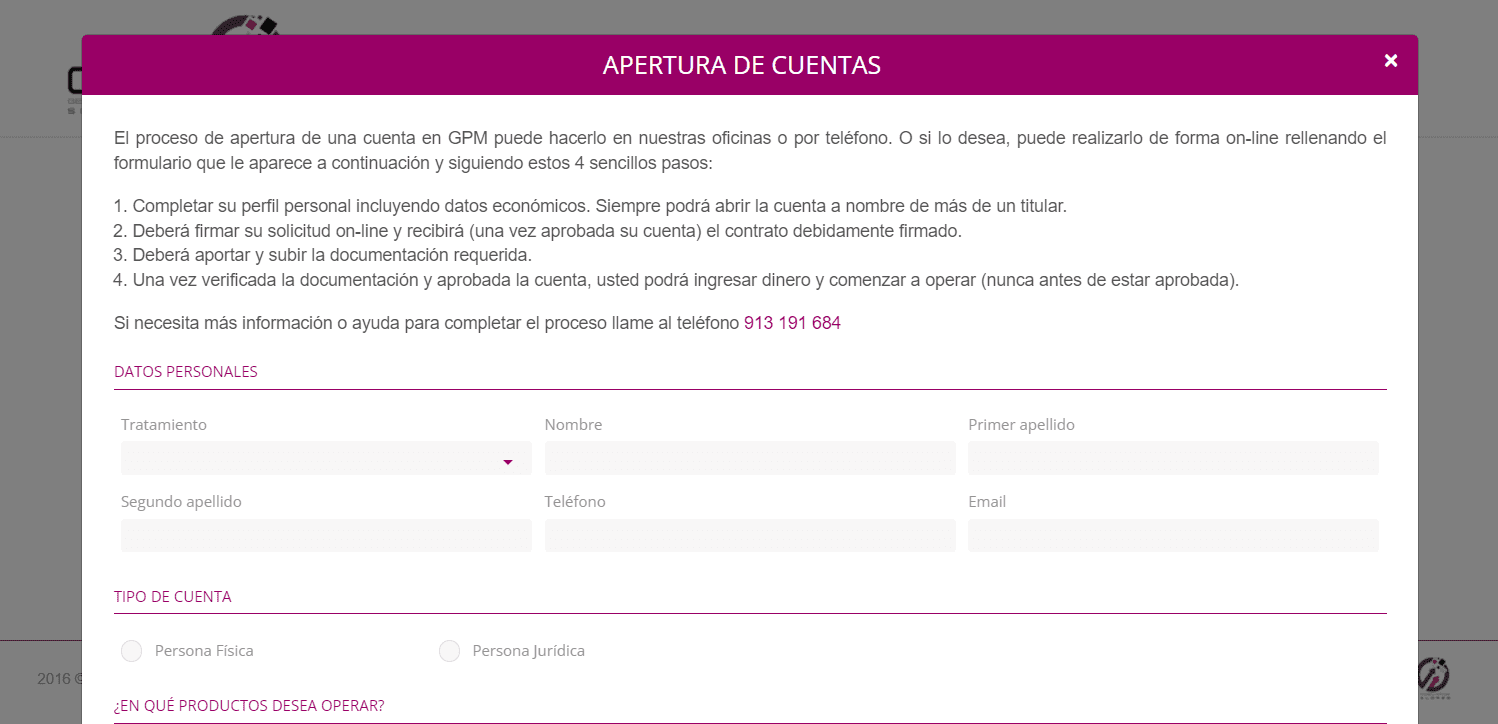 Review of GPM Broker’s User Account — Complete the registration form