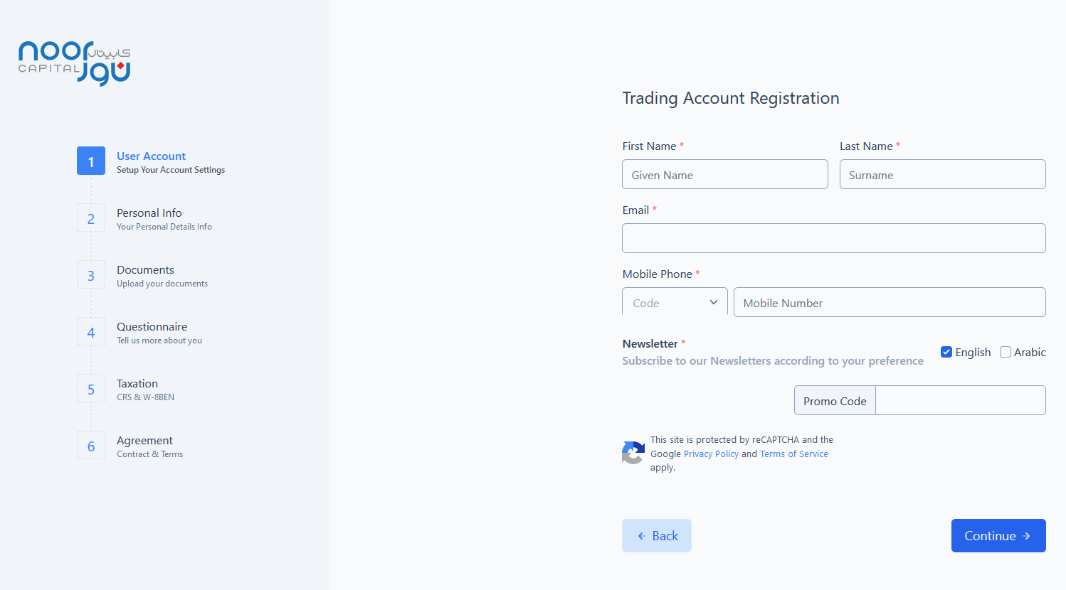 Review of Noor Capital’s User Account — Open a trading account