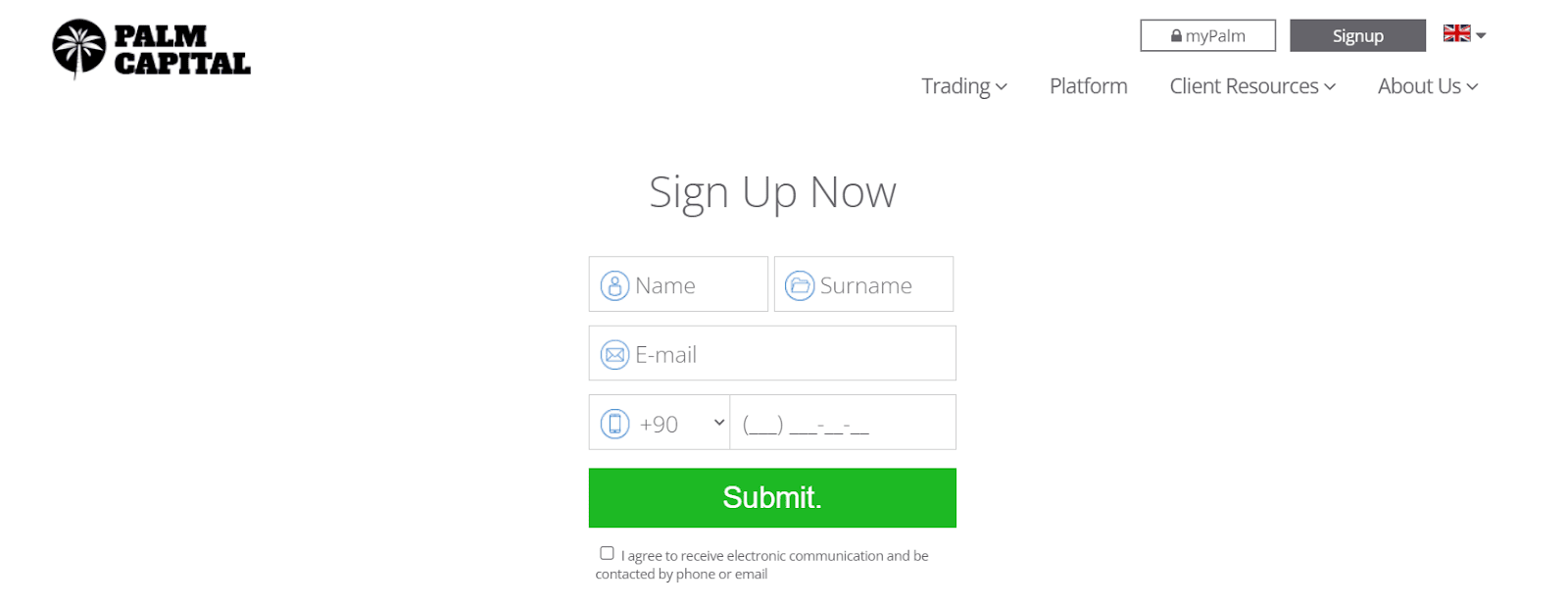 Review of PALM Global Capital’s User Account — Registration