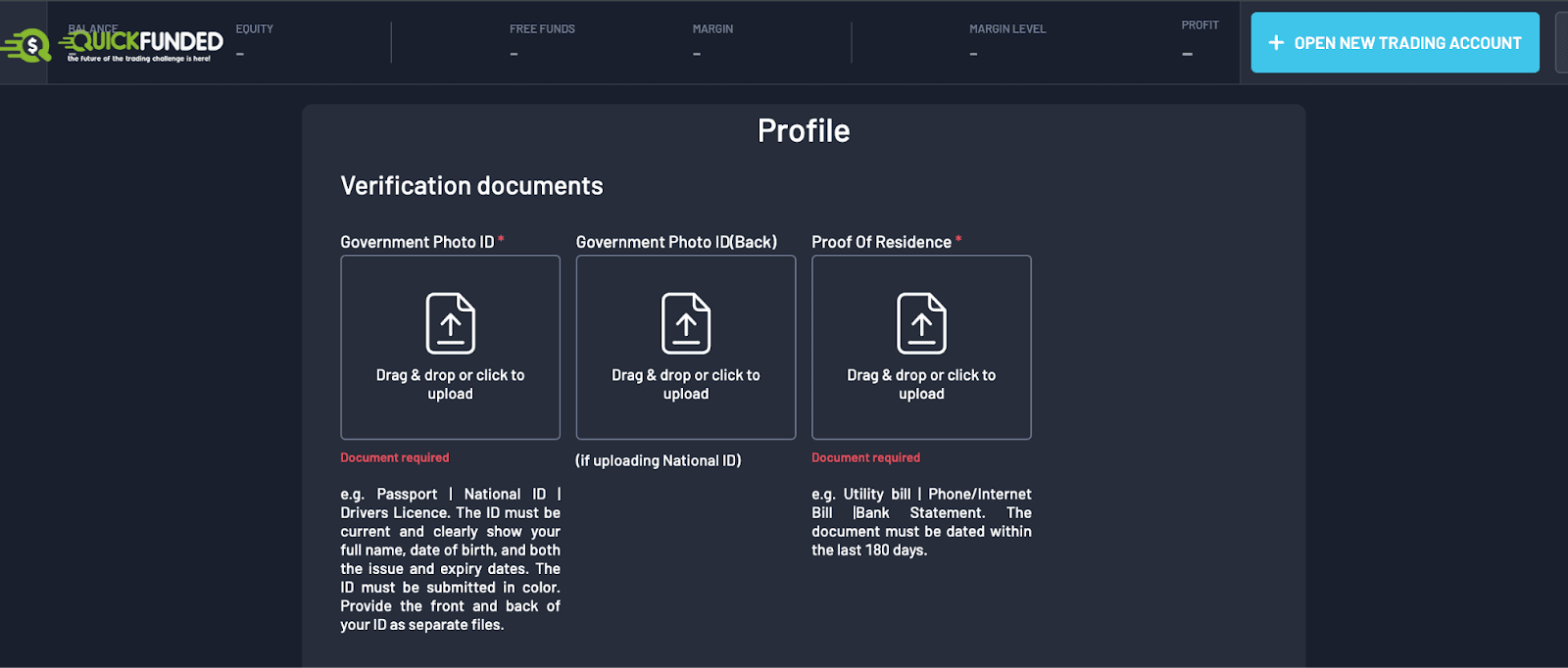 Review of QuickFunded User Account – Verification