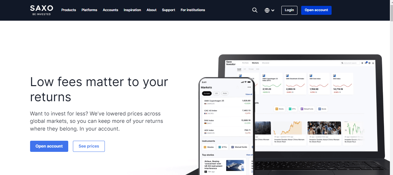 Review of Saxo Bank’s User Account — Open an account