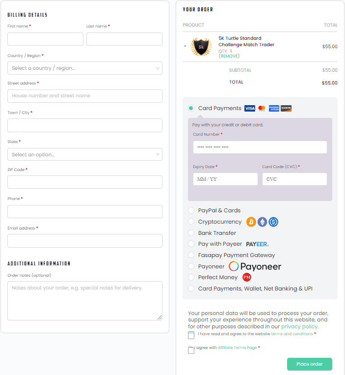 Traders With Edge'un Kullanıcı Hesabının İncelenmesi - Kişisel bilgiler ve ödeme ayrıntıları