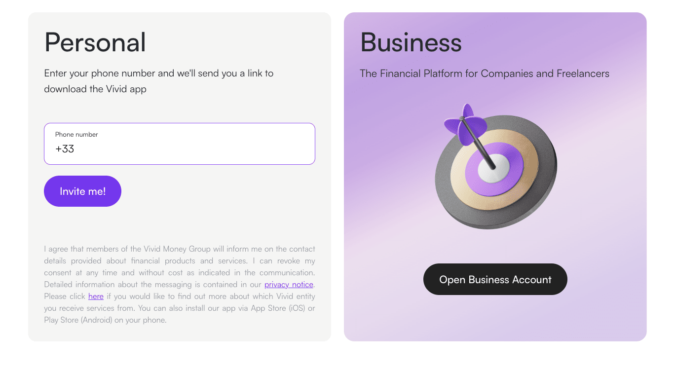 Review of Vivid’s User Account — Account selection