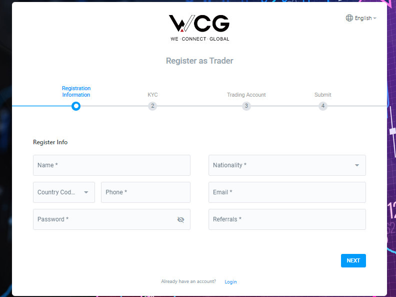 Review of WCG Markets’ User Account — Registration form