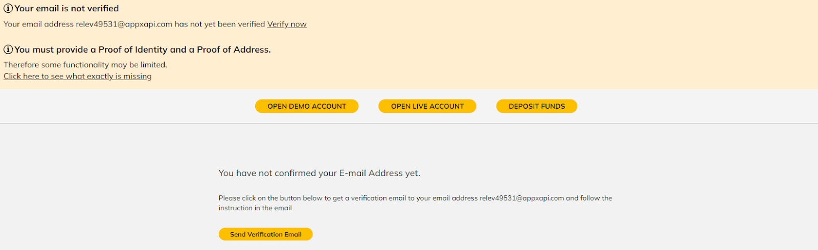 Revisão da conta de utilizador de OneRoyal- Verificação de e-mail
