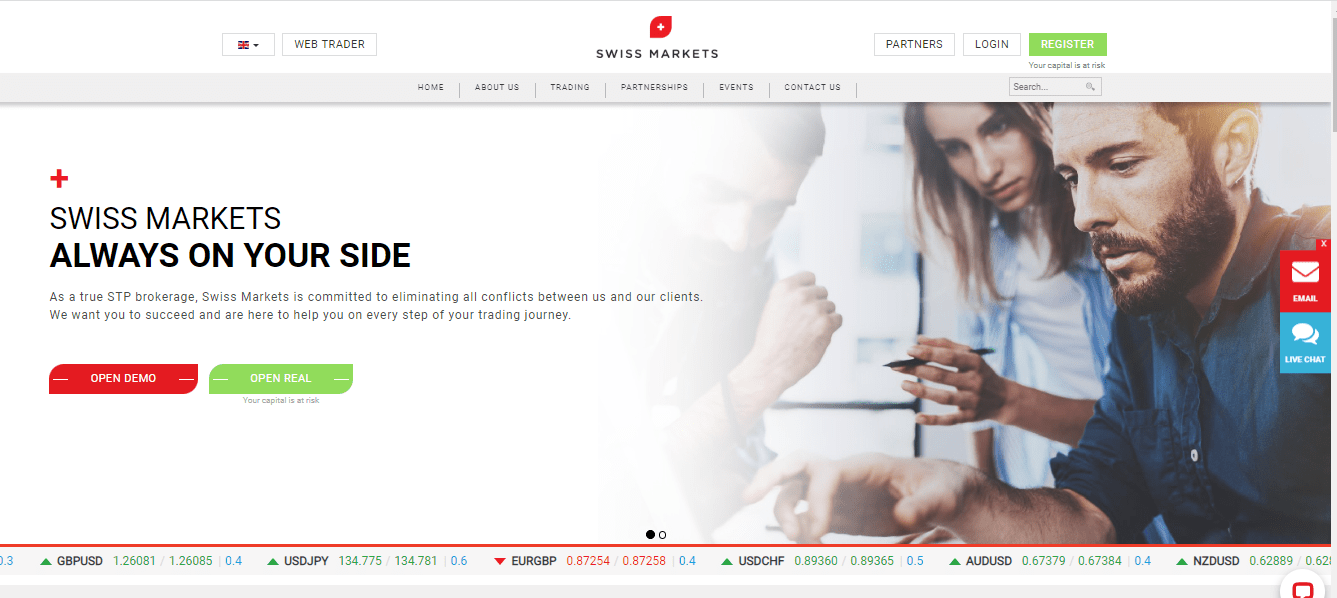 Revisão da conta de utilizador de Swiss Markets- Registo