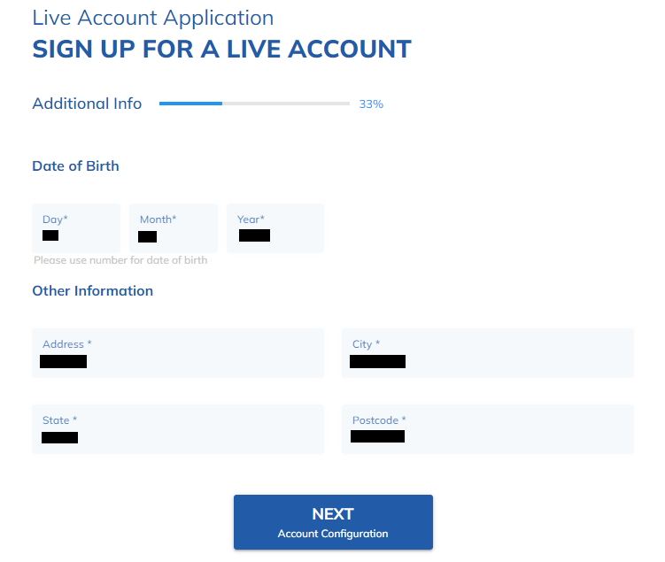 Revisão da conta de utilizador de ThreeTrader- Adicionar detalhes de contacto