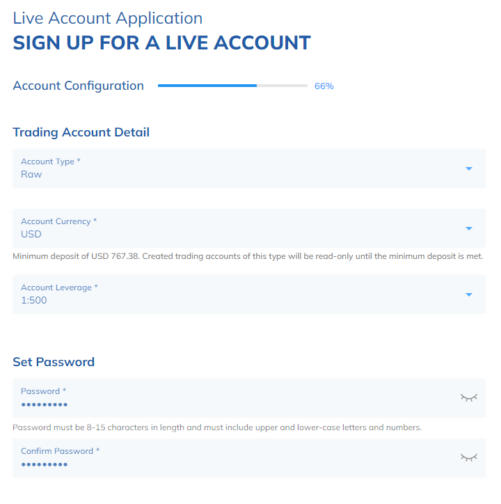 Revisão da conta de utilizador de ThreeTrader- Escolher o tipo de conta