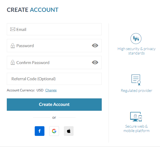 Revisión de la cuenta de usuario de FINQ - Crear una cuenta