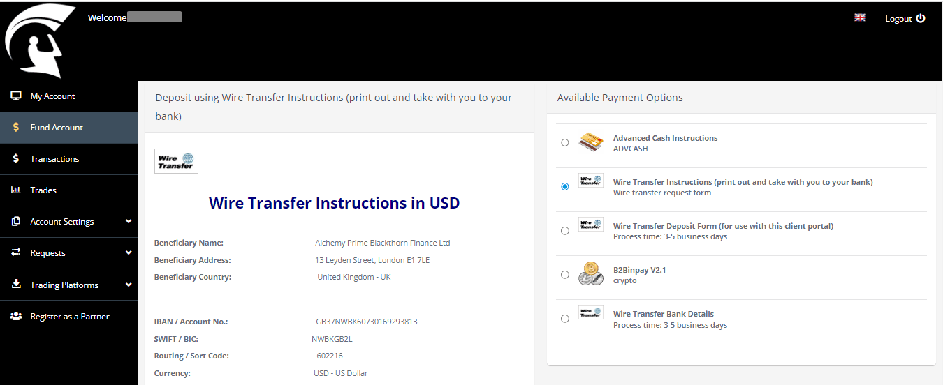 Revisión de Spartan Forex Cuenta de usuario - Hacer un depósito