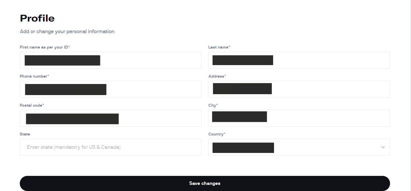 Révision du compte utilisateur d'Uprofit - Fournir vos informations personnelles