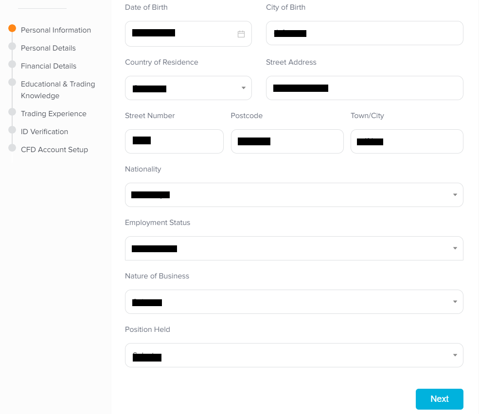 Revisione del sito Trive - Registrazione: passo 4