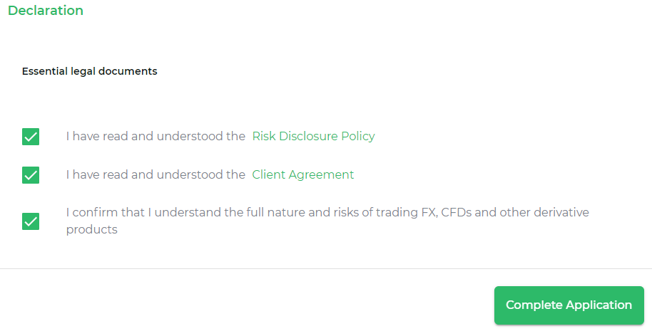Revizuirea contului de utilizator Eightcap's - Acordul clientului