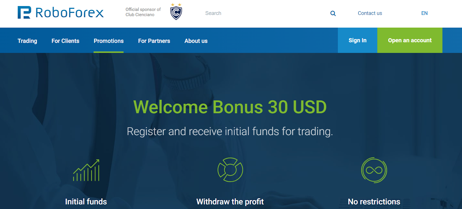 RoboForex 개인 계좌 - 보너스