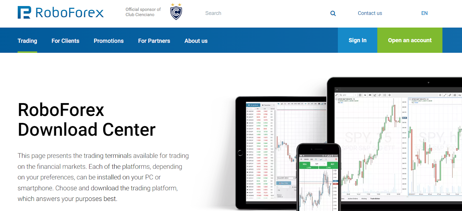 RoboForex 개인 계좌 - 거래 플랫폼
