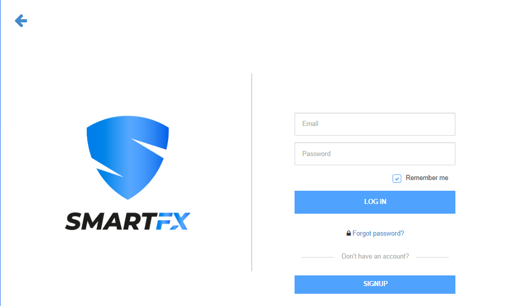 SmartFX مراجعة - تسجيل الدخول إلى الحساب الشخصي