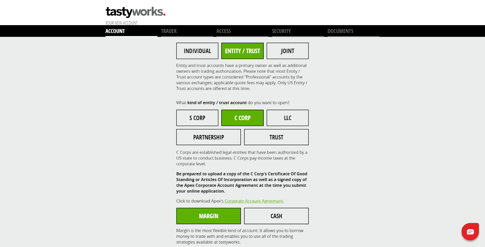 Tastytrade Przegląd - Odmiany kont