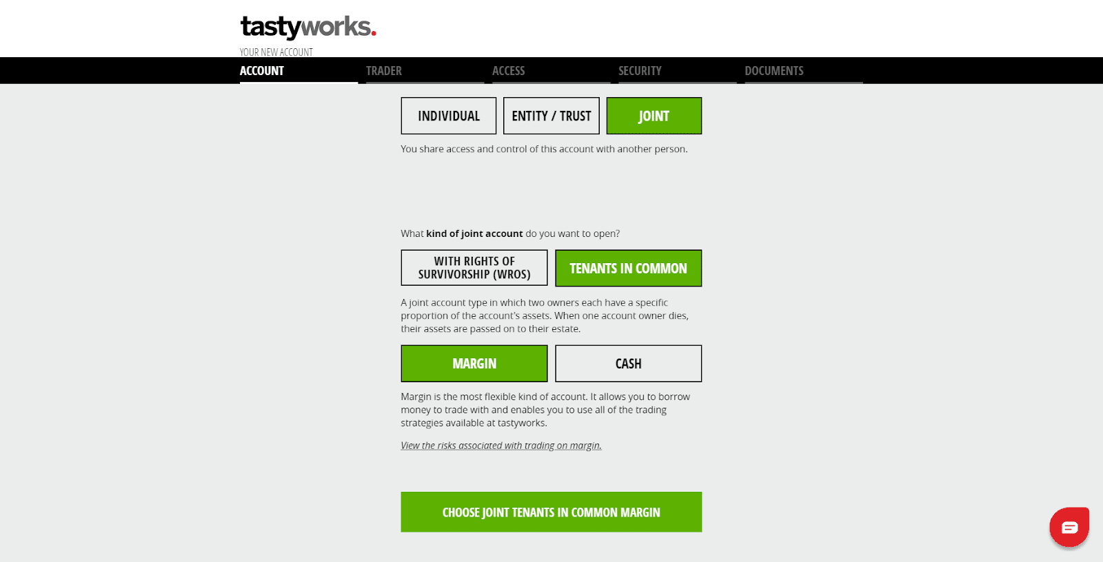 Tastytrade Revisión - Rellenar los datos personales
