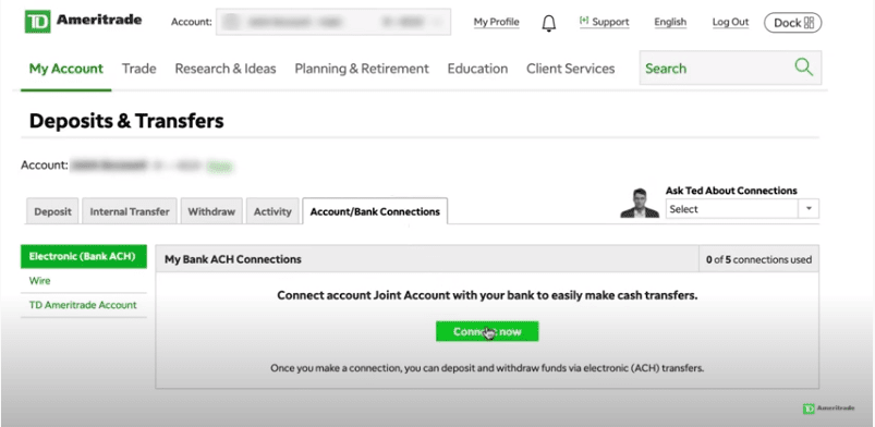 TD Ameritrade (Charles Schwab) Ulasan - Pendanaan akun dan transfer uang antar akun