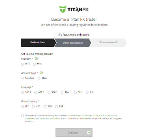 TitanFX Revisão - Abrir a conta