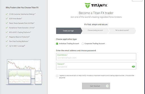 TitanFX Revisão - Preencher o formulário de registo
