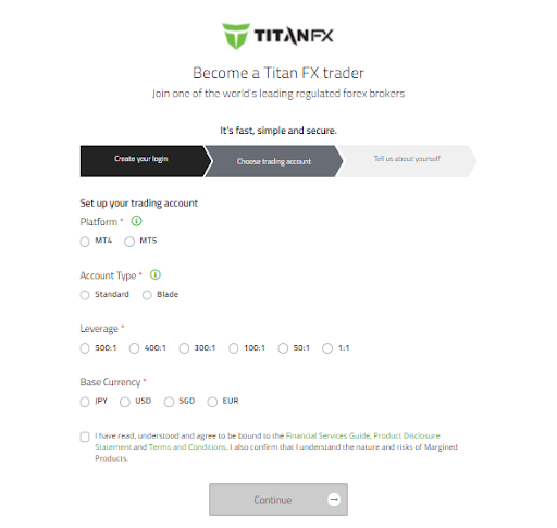 TitanFX Revisar - Abrir la cuenta