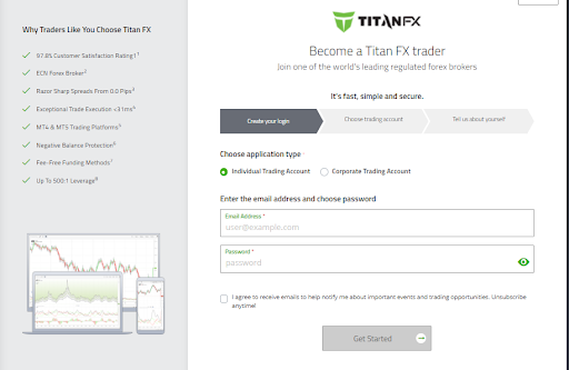TitanFX Revisar - Rellenar el formulario de inscripción