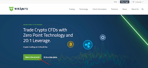 TitanFX Revisión - Iniciar el proceso de registro