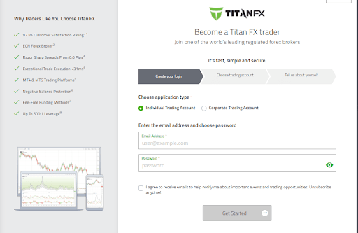 TitanFX Révision - Remplir le formulaire d'inscription