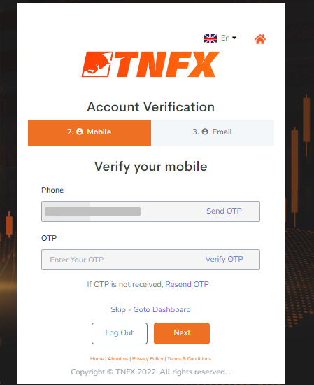 TNFX مراجعة - التحقق من الهاتف المحمول