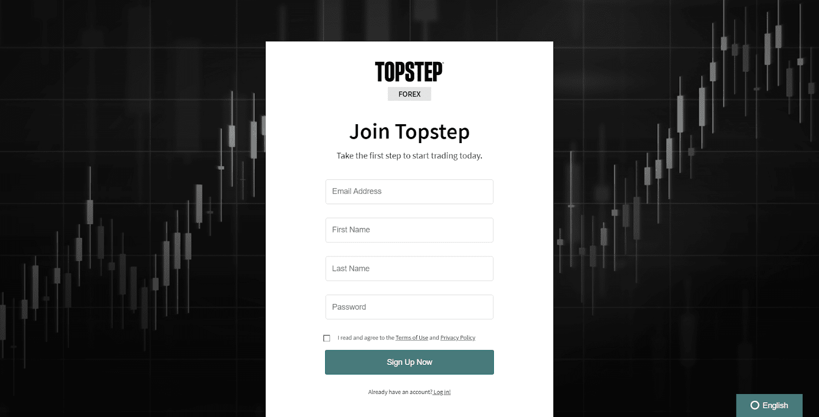 TopStep Áttekintés — Új fiók regisztráció