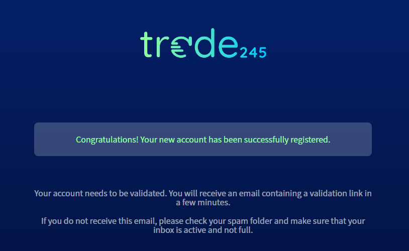 Trade245 Overzicht gebruikersaccount - Een gebruikersaccount aanmaken