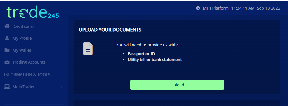 Trade245 Overzicht gebruikersaccounts - Verificatie van gebruikersaccounts