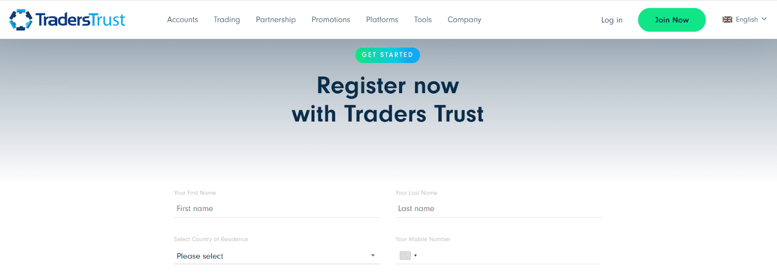 Traders Trust Revisión - Registro