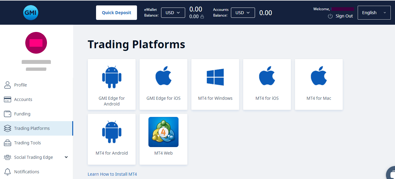Ulasan GMI Markets' Akun Pengguna - Instal platform perdagangan