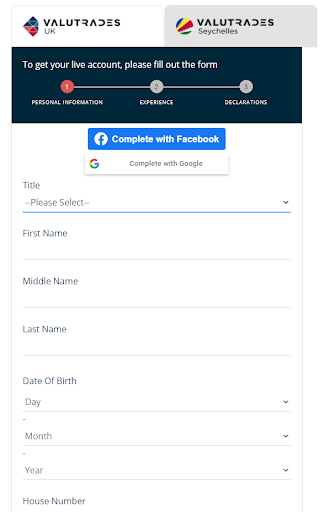 Valutrades Revisão - Registo
