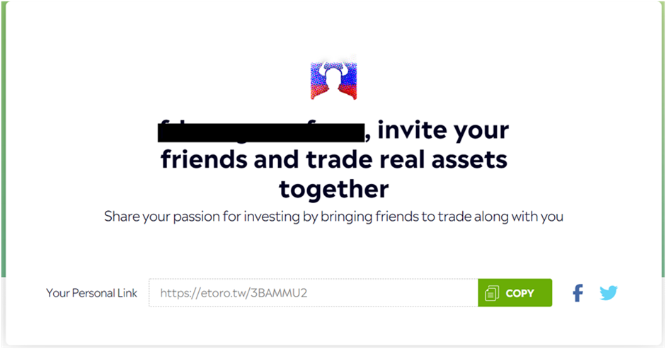 A referral link in your eToro user account
