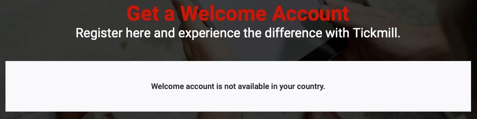 Il Welcome Account da $30 non è disponibile nel tuo paese, messaggio informativo